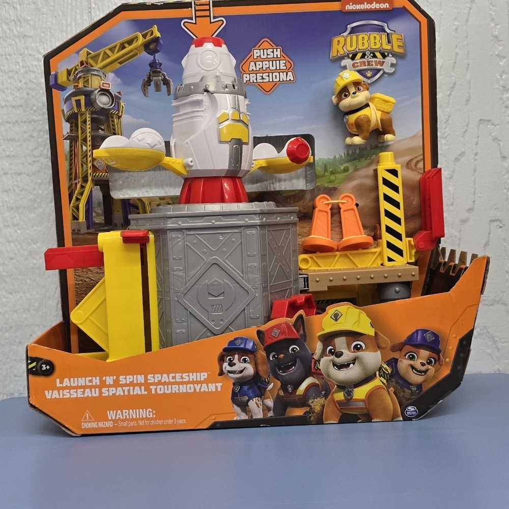 Nickelodeon Rubble Crew Launch 'N' Spin Spaceship - Yellow and Gray New